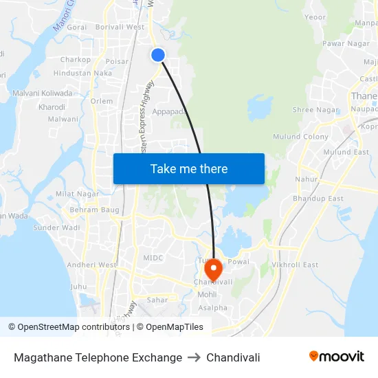 Magathane Telephone Exchange to Chandivali map