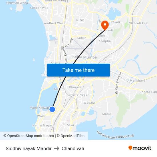 Siddhivinayak Mandir to Chandivali map