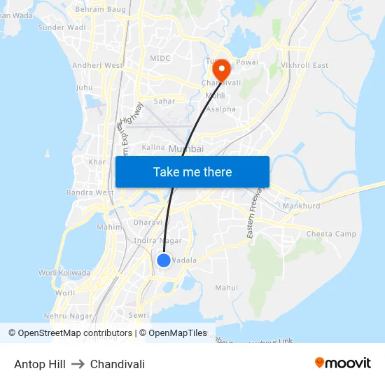 Antop Hill to Chandivali map