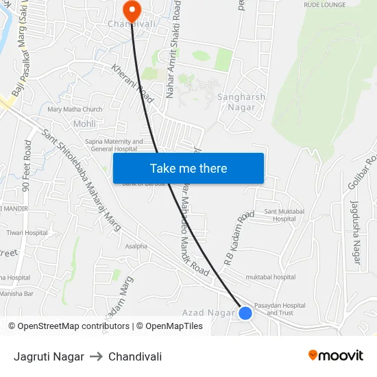 Jagruti Nagar to Chandivali map