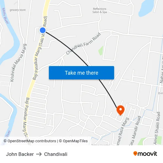 John Backer to Chandivali map