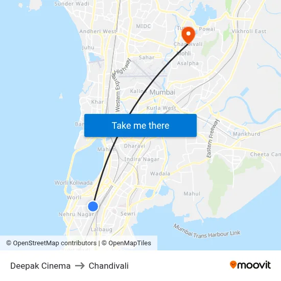 Deepak Cinema to Chandivali map