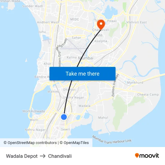 Wadala Depot to Chandivali map