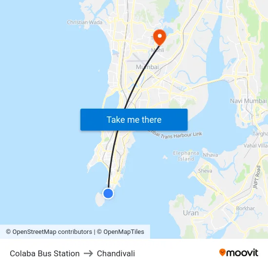 Colaba Bus Station to Chandivali map