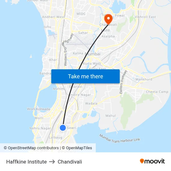 Haffkine Institute to Chandivali map