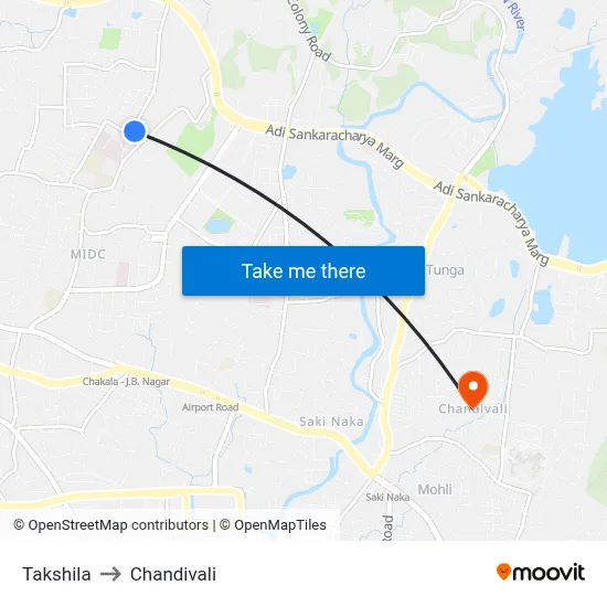 Takshila to Chandivali map