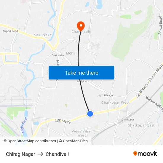 Chirag Nagar to Chandivali map