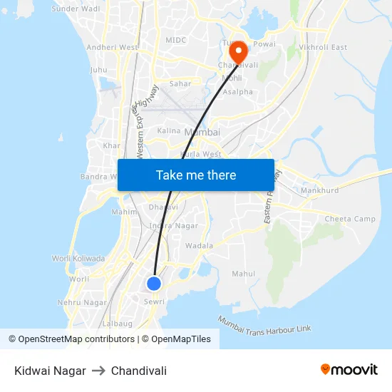 Kidwai Nagar to Chandivali map