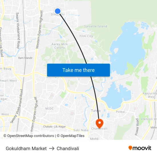 Gokuldham Market to Chandivali map