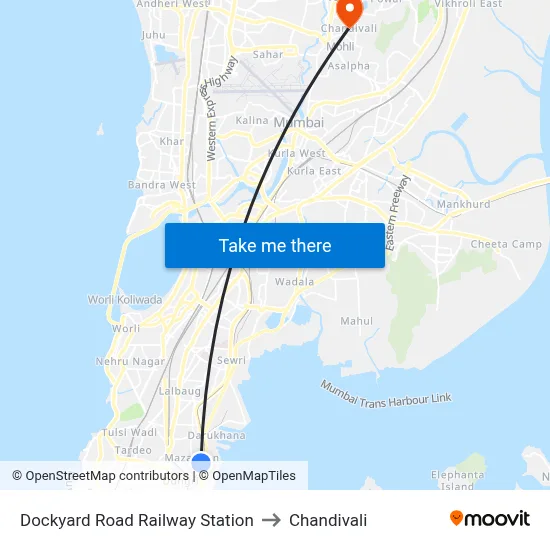 Dockyard Road Railway Station to Chandivali map