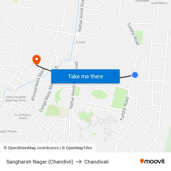 Sangharsh Nagar (Chandivli) to Chandivali map