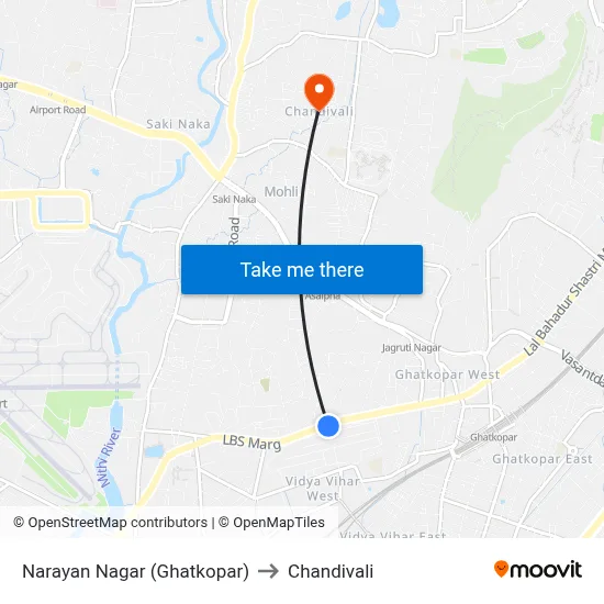 Narayan Nagar (Ghatkopar) to Chandivali map