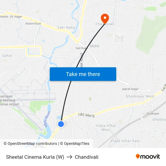 Sheetal Cinema Kurla (W) to Chandivali map