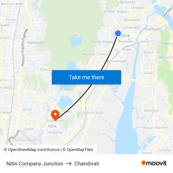 Nitin Company Junction to Chandivali map