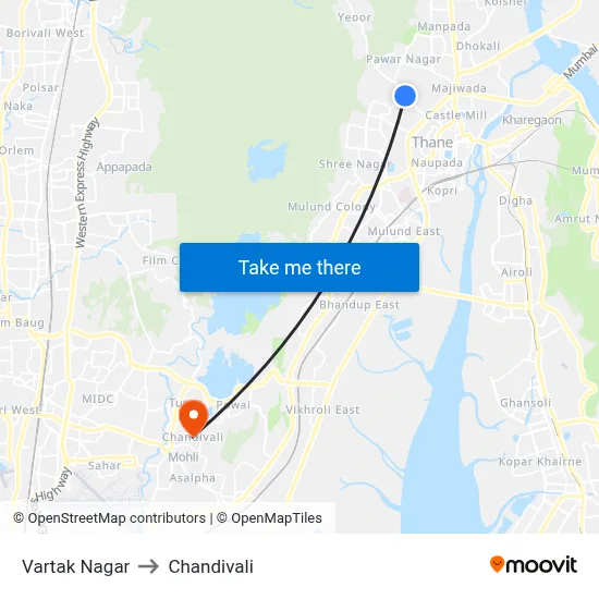 Vartak Nagar to Chandivali map