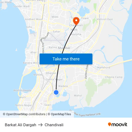 Barkat Ali Dargah to Chandivali map