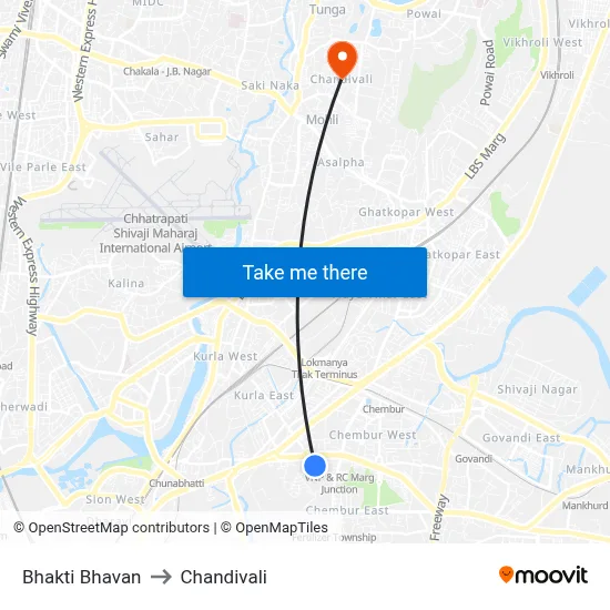 Bhakti Bhavan to Chandivali map