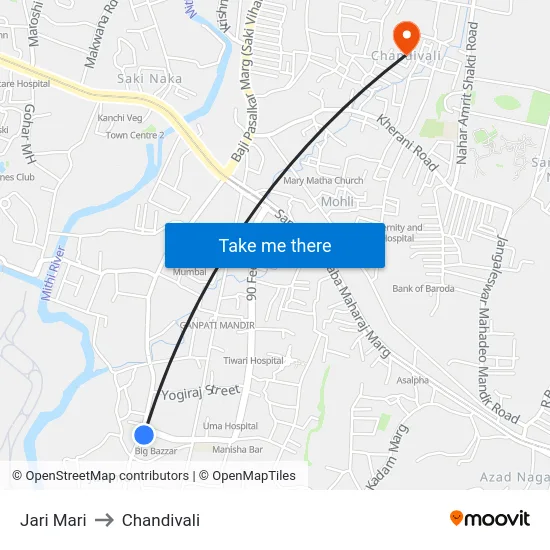 Jari Mari to Chandivali map