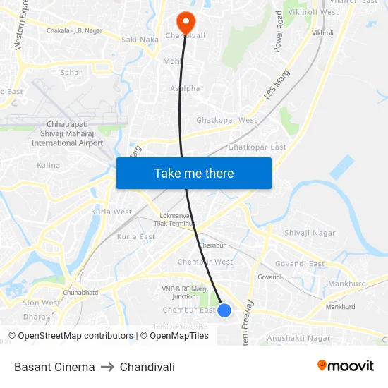 Basant Cinema to Chandivali map