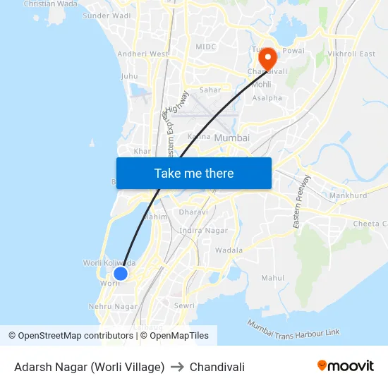 Adarsh Nagar (Worli Village) to Chandivali map