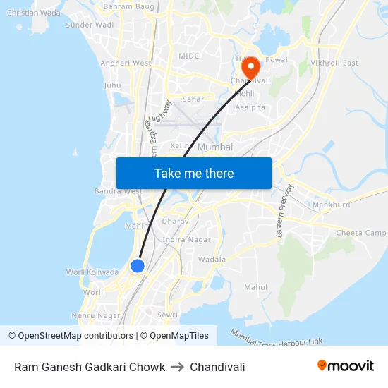 Ram Ganesh Gadkari Chowk to Chandivali map