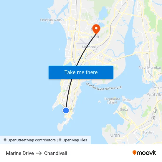 Marine Drive to Chandivali map