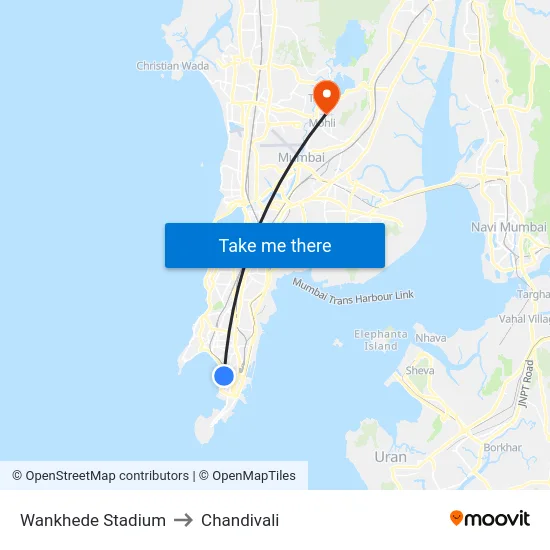 Wankhede Stadium to Chandivali map