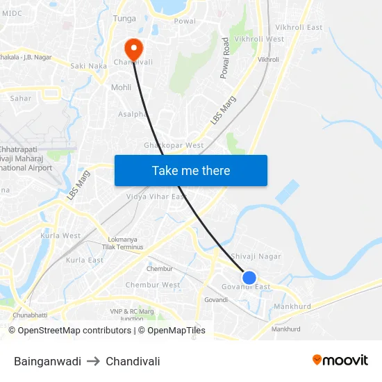 Bainganwadi to Chandivali map