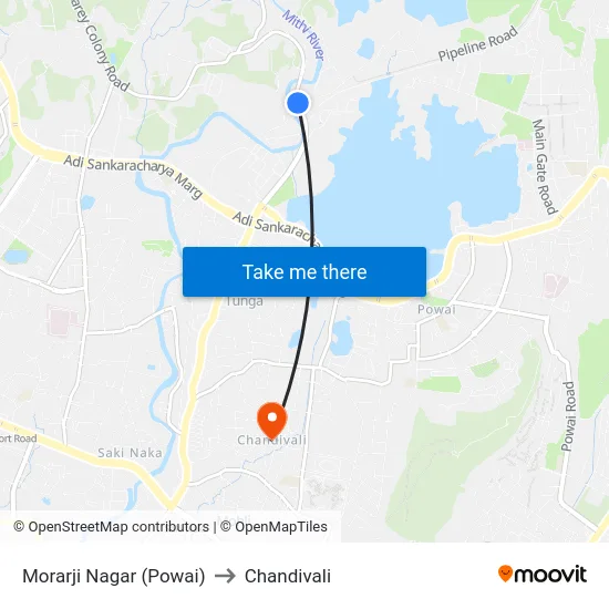 Morarji Nagar (Powai) to Chandivali map