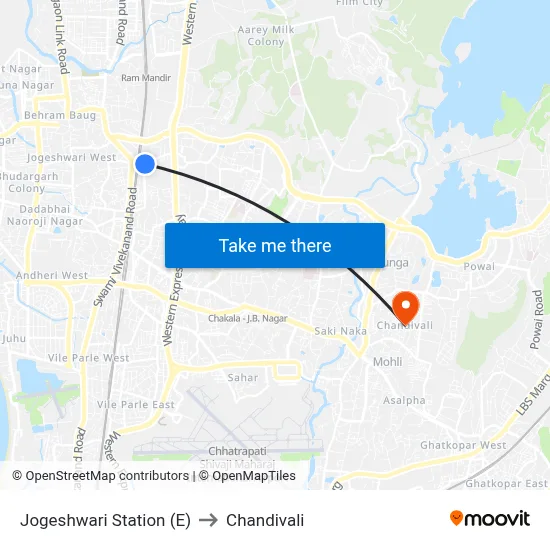 Jogeshwari Station (E) to Chandivali map