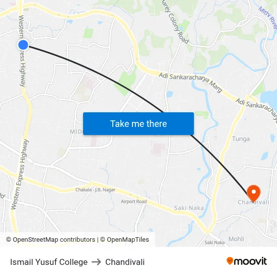 Ismail Yusuf College to Chandivali map
