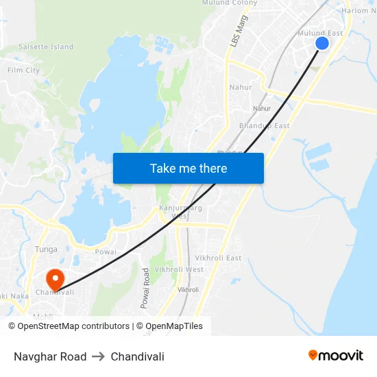 Navghar Road to Chandivali map