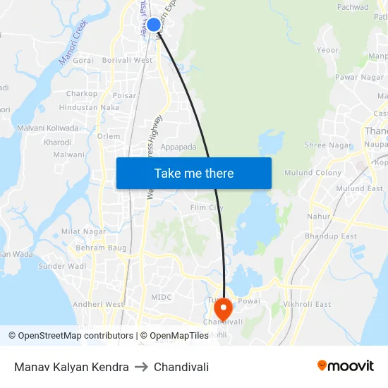 Manav Kalyan Kendra to Chandivali map