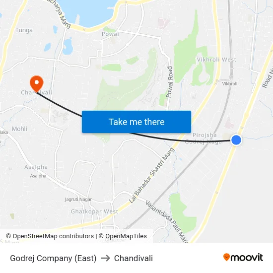 Godrej Company (East) to Chandivali map