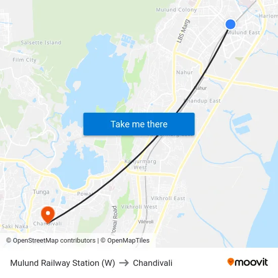 Mulund Railway Station (W) to Chandivali map