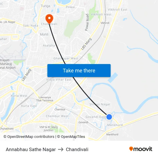 Annabhau Sathe Nagar to Chandivali map