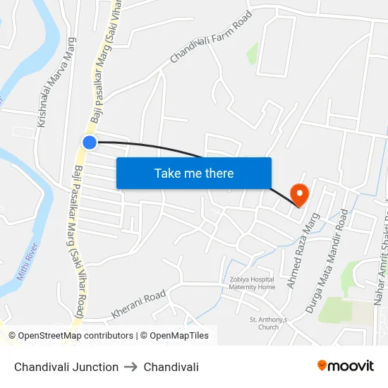 Chandivali Junction to Chandivali map
