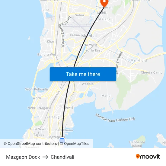 Mazgaon Dock to Chandivali map