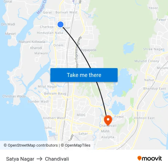 Satya Nagar to Chandivali map