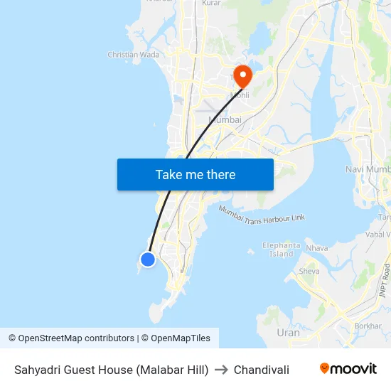 Sahyadri Guest House (Malabar Hill) to Chandivali map