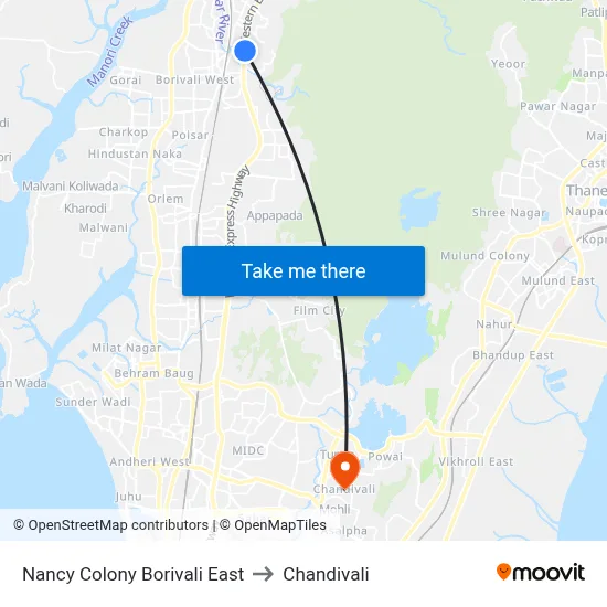 Nancy Colony Borivali East to Chandivali map