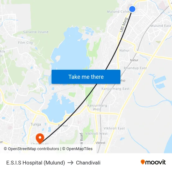 E.S.I.S Hospital (Mulund) to Chandivali map