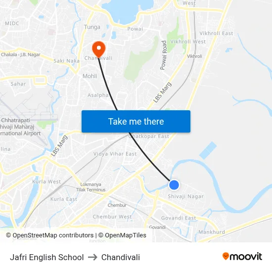 Jafri English School to Chandivali map