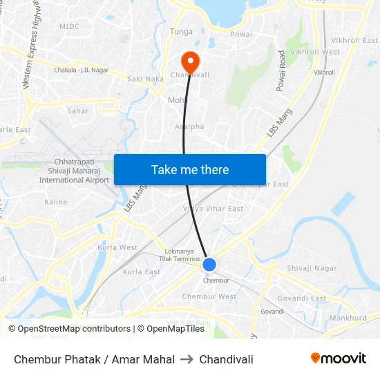 Chembur Phatak / Amar Mahal to Chandivali map