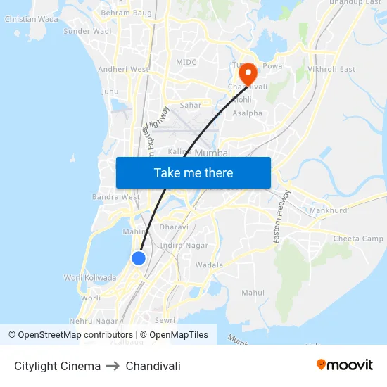 Citylight Cinema to Chandivali map