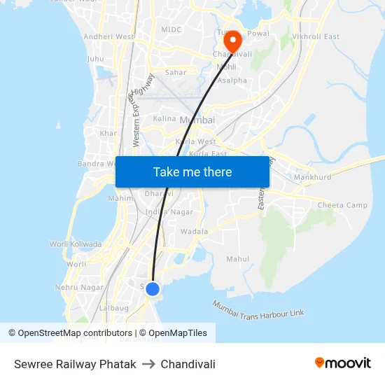 Sewree Railway Phatak to Chandivali map