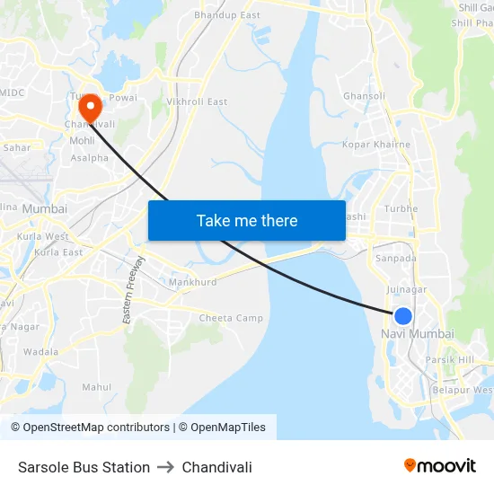 Sarsole Bus Station to Chandivali map