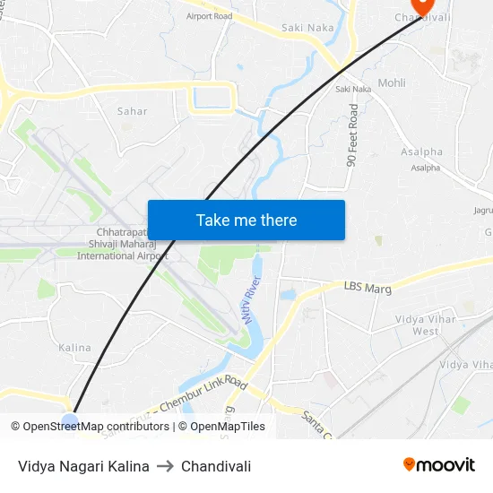 Vidya Nagari Kalina to Chandivali map