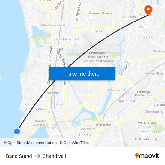 Band Stand to Chandivali map