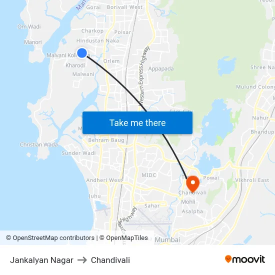Jankalyan Nagar to Chandivali map